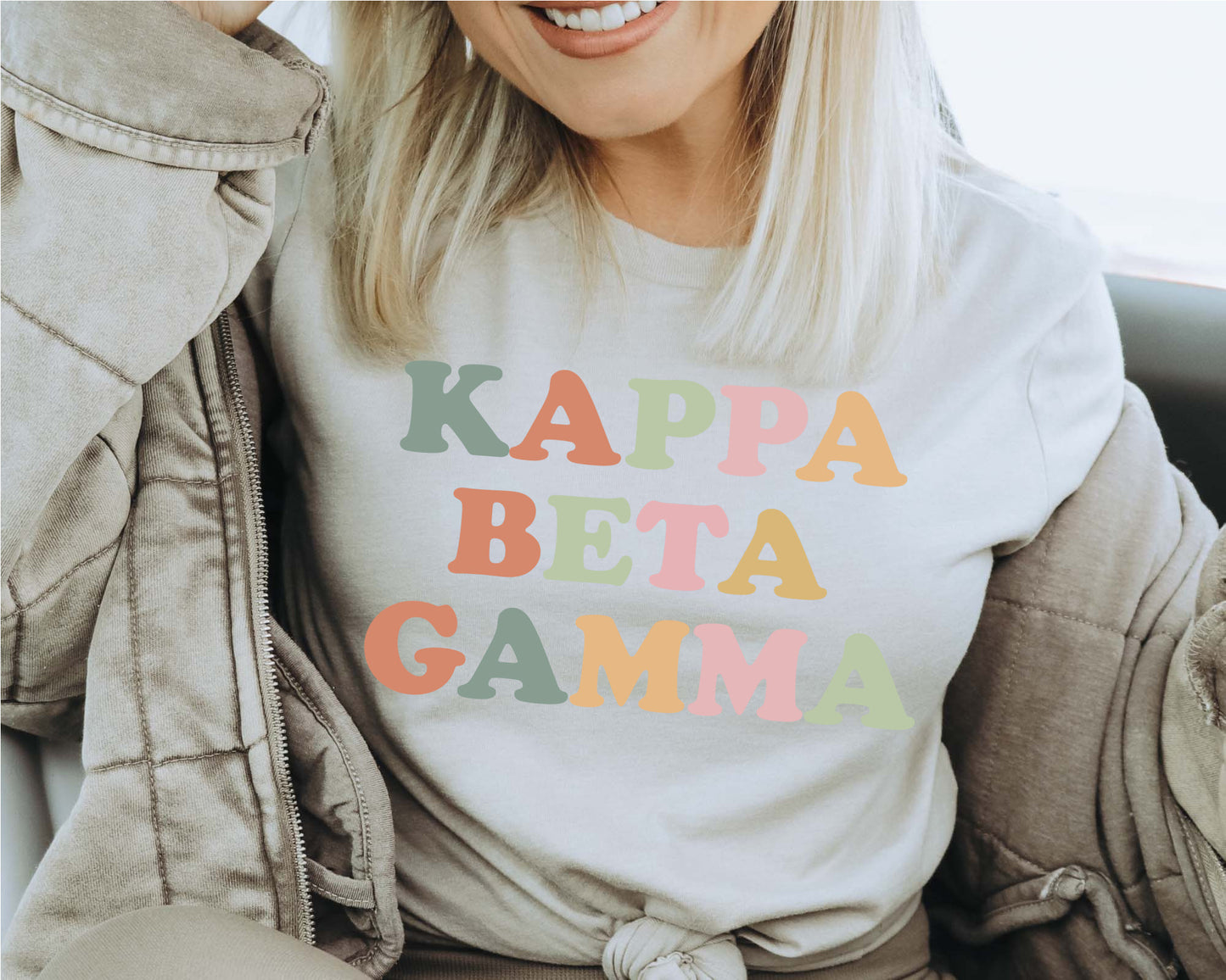 Kappa Beta Gamma Bright and Colorful Sorority T-shirt _ 3472g