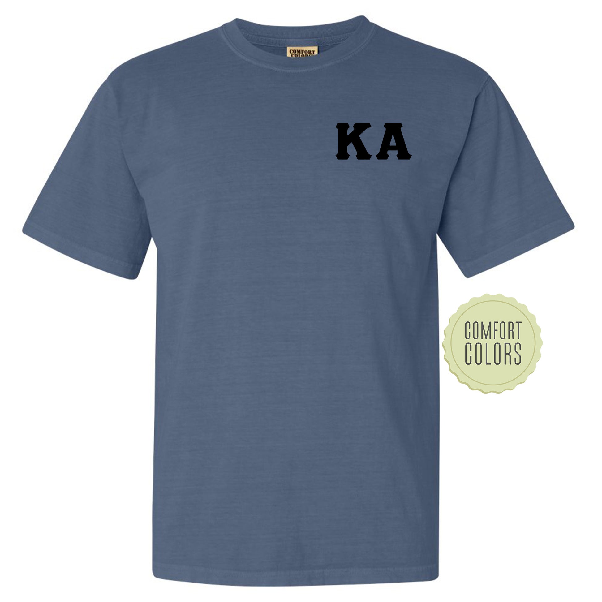 a blue t - shirt with the letter k a on it