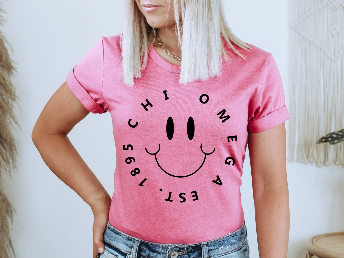 Chi Omega Smiley Face Halo Sorority T-shirt _ 2508g