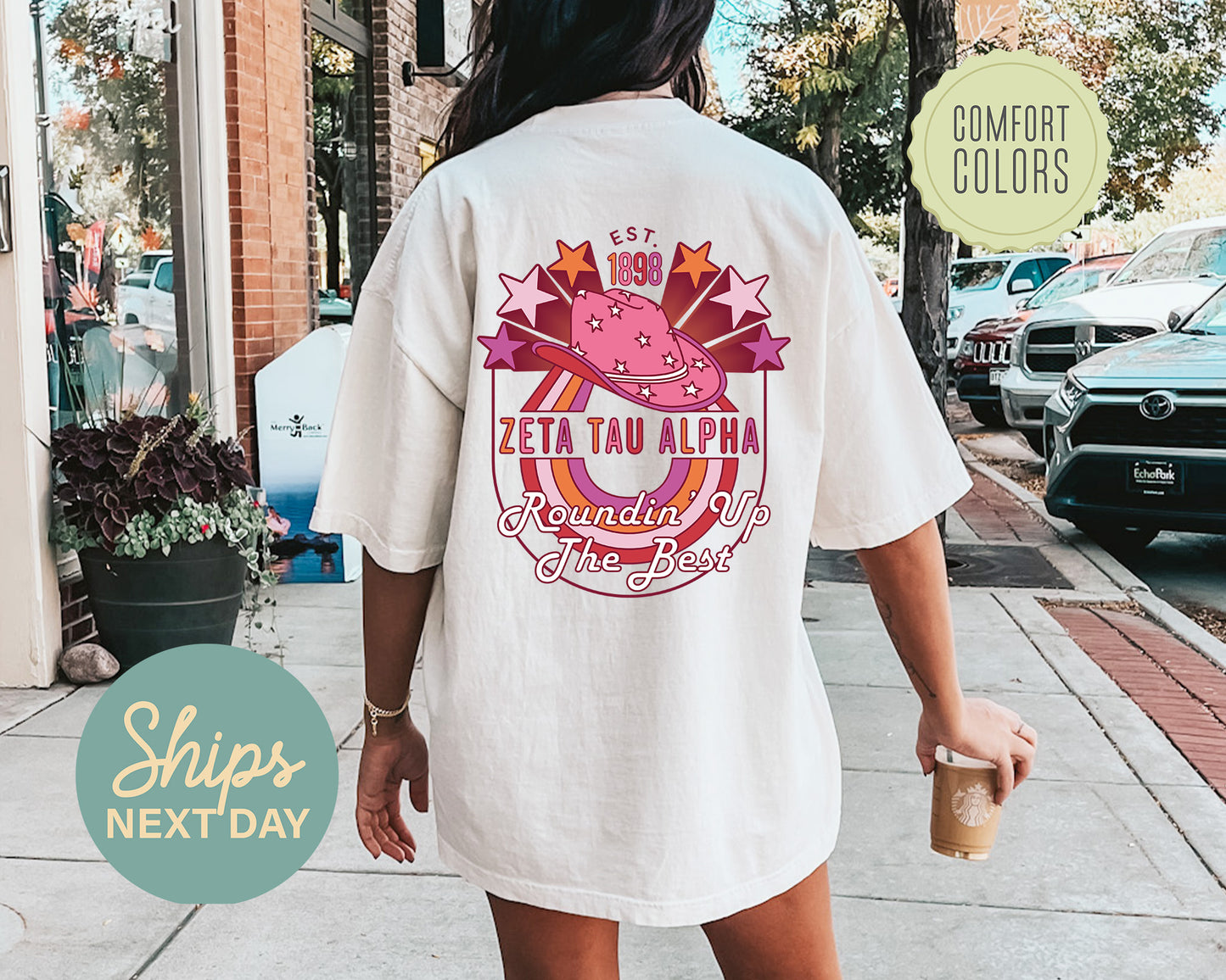 Zeta Tau Alpha Roundin' Up the Best Comfort Colors Sorority T-shirt _ 32919g