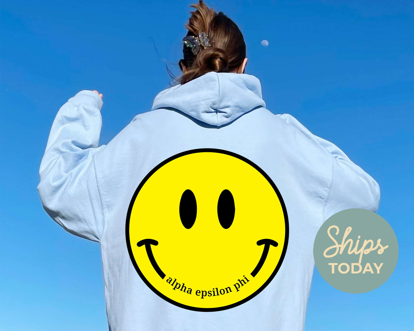Alpha Epsilon Phi Smiley Face Sorority Hoodie _ 32844g