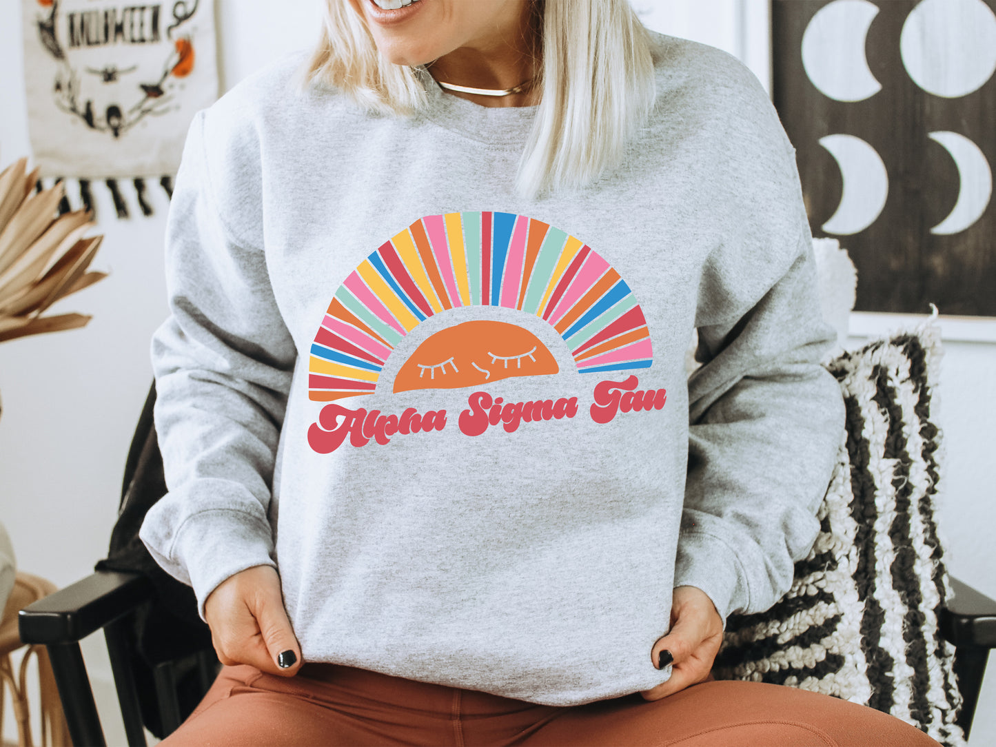 Alpha Sigma Tau Sunshine Sorority Sweatshirt _ 3314g
