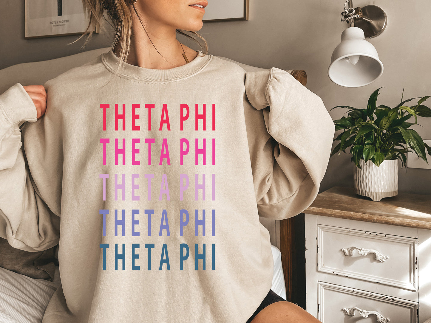 Theta Phi Alpha Bright and Stacked Sorority Sweatshirt _ 25g