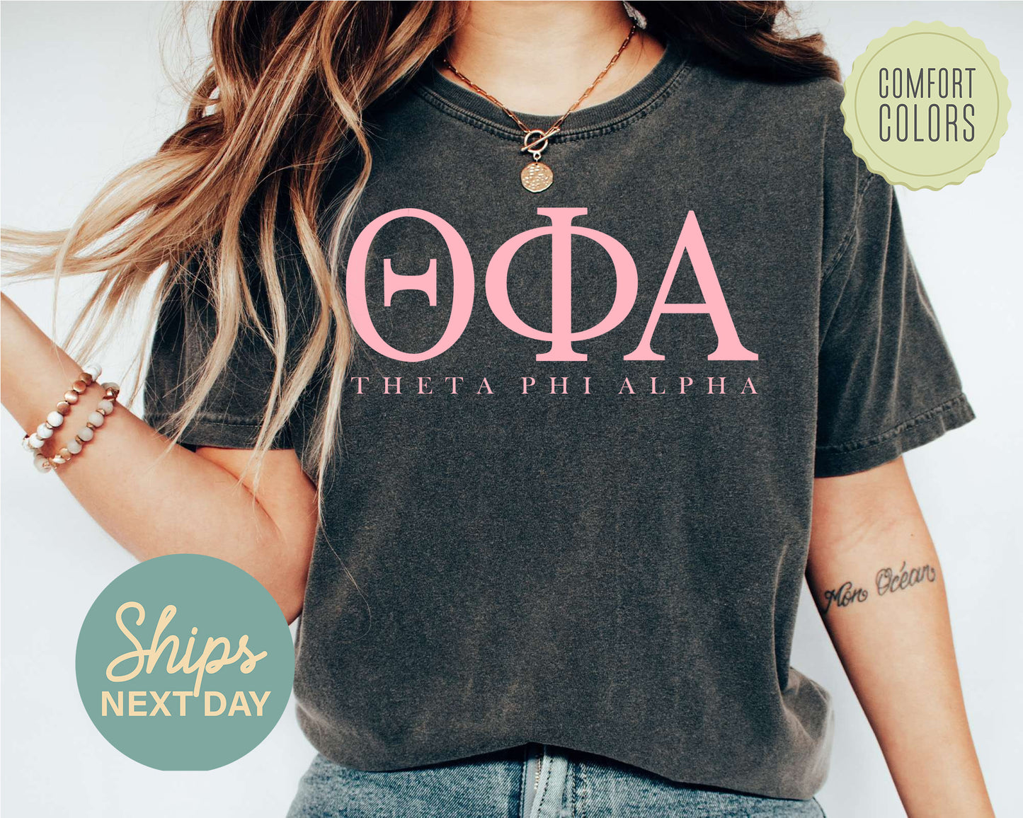Theta Phi Alpha Everything Pink Comfort Colors Sorority T-shirt _ 334g