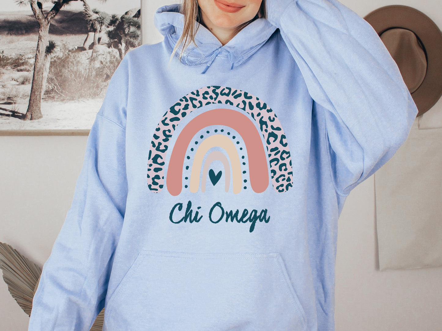 Chi Omega Greek Rainbow Sorority Hoodie _ 2742g