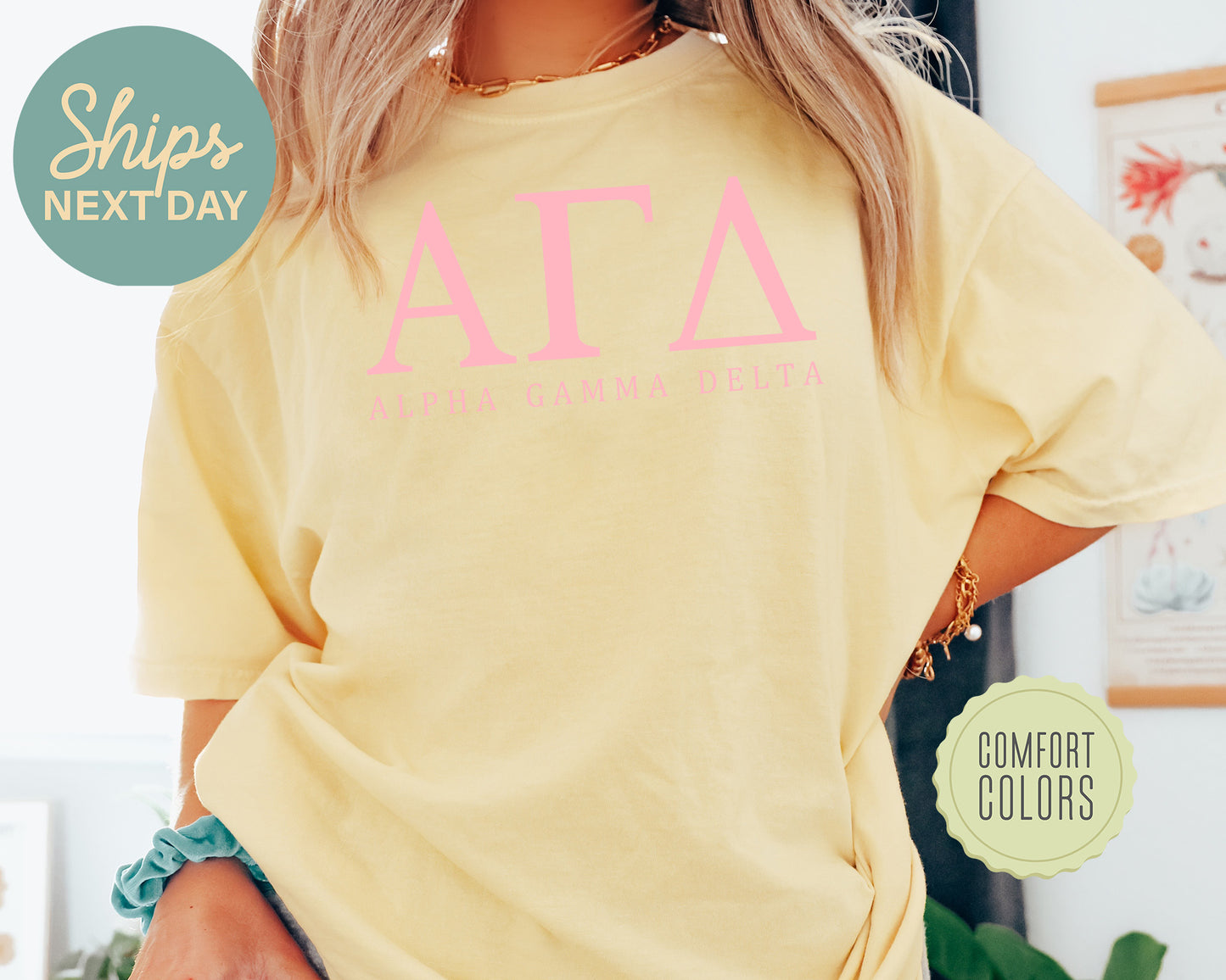 Alpha Gamma Delta Everything Pink Comfort Colors Sorority T-shirt _ 313g