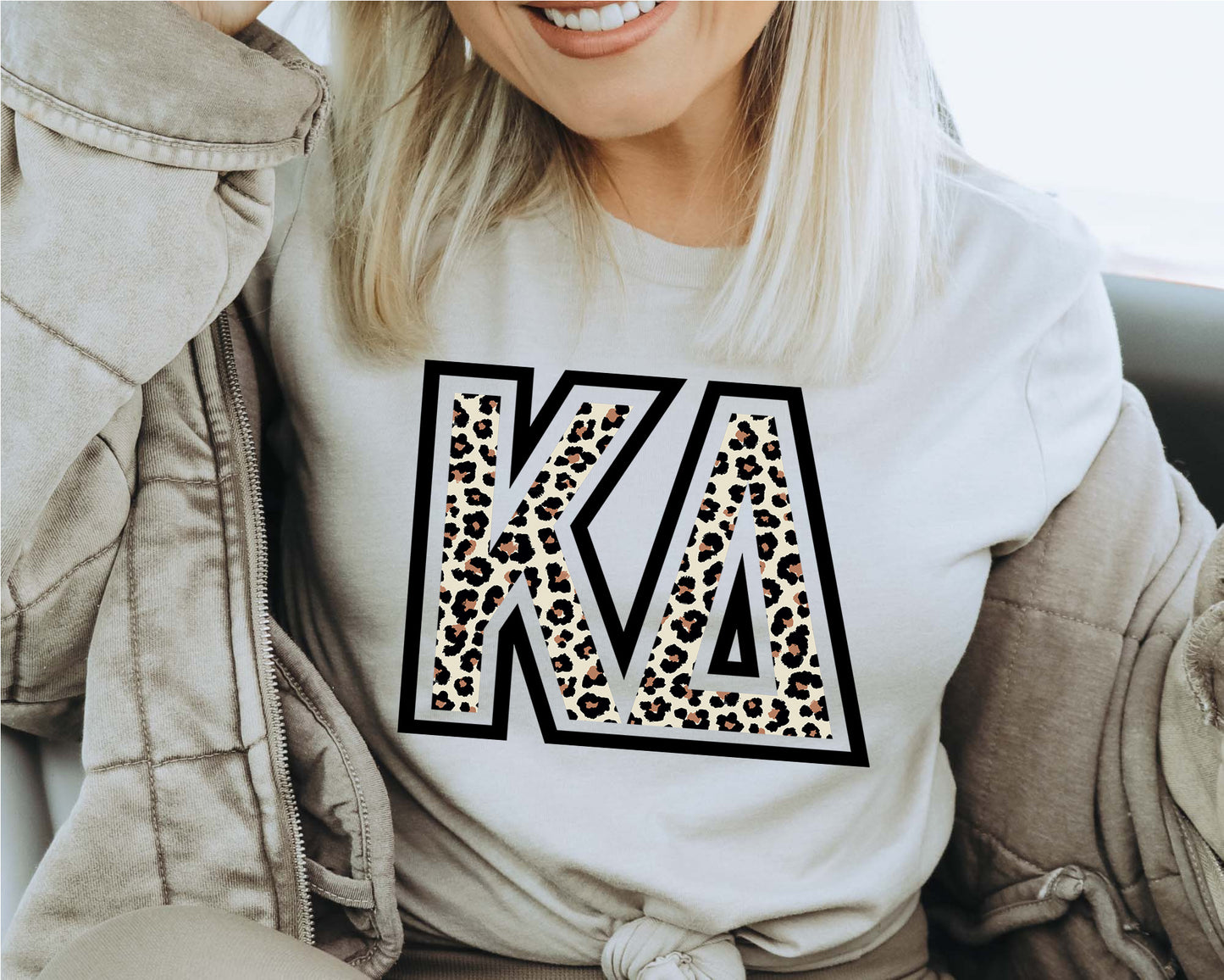 Kappa Delta Leopard Greek Letters Sorority T-shirt _ 30451g