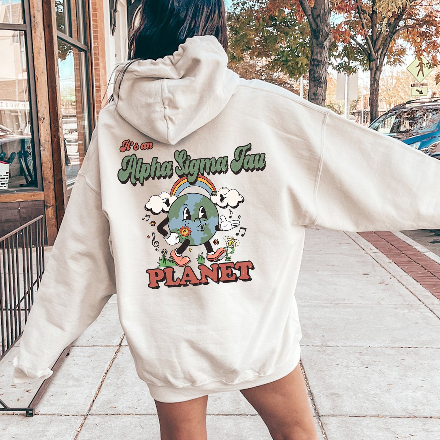 Alpha Sigma Tau Kinder Planet Sorority Hoodie _ 35418g