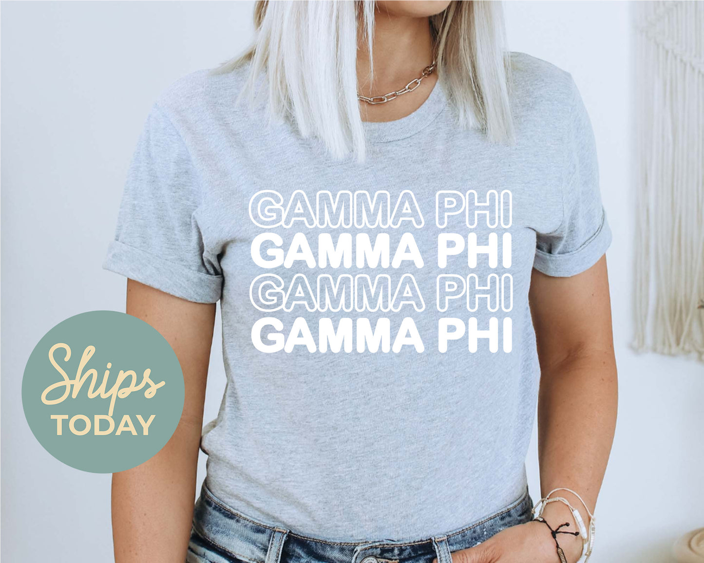 Gamma Phi Beta Bold Bubble Letter Sorority T-shirt _ 2226g