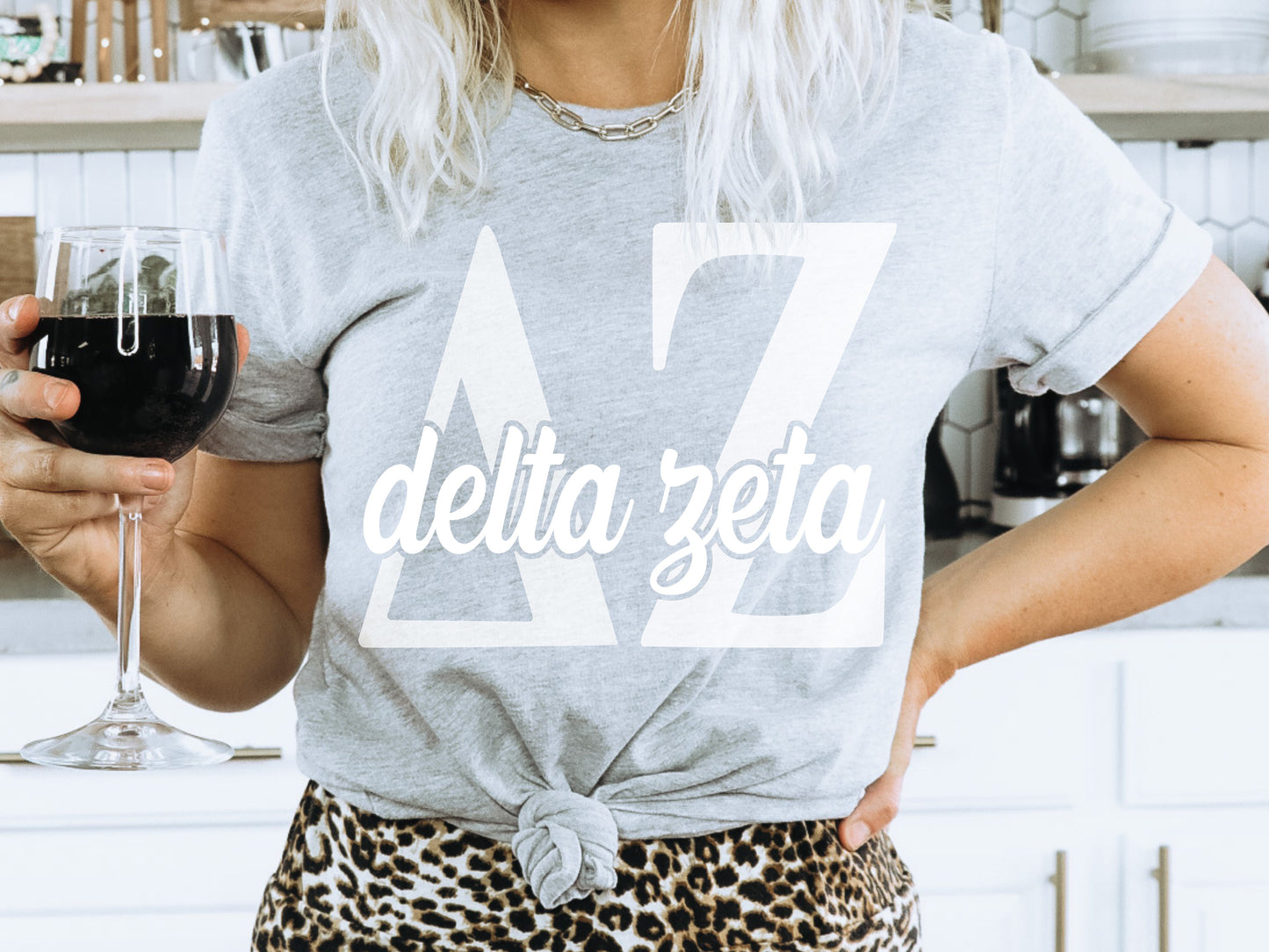 Delta Zeta Sliced White Letters Sorority T-shirt _ 2251g