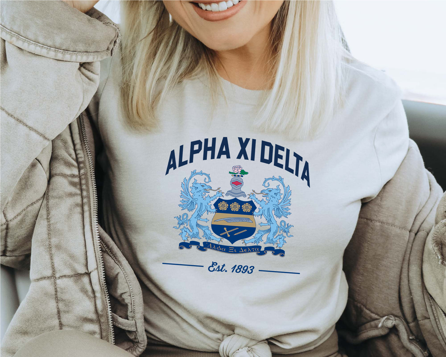 Alpha Xi Delta Loyalty Crest Sorority T-shirt _ 4428g