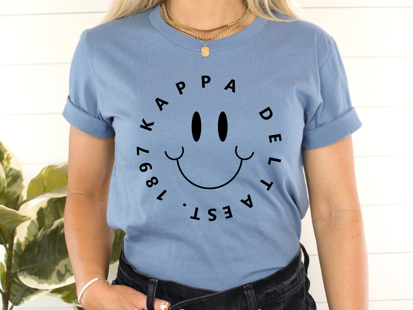 Kappa Delta Smiley Face Halo Sorority T-shirt _ 2515g
