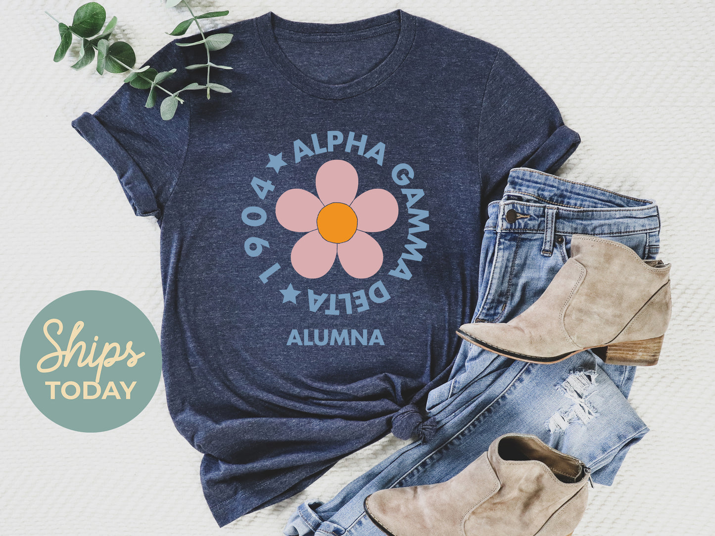 Alpha Gamma Delta Floral Alumna Sorority T-shirt _ 2554g