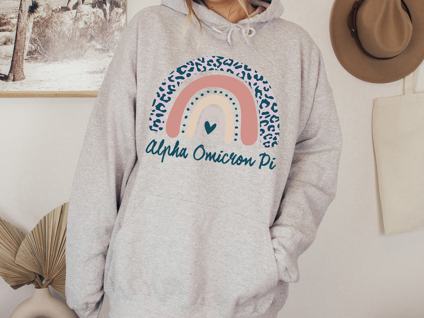Alpha Omicron Pi Greek Rainbow Sorority Hoodie _ 2737g