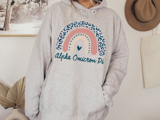 Alpha Omicron Pi Greek Rainbow Sorority Hoodie _ 2737g
