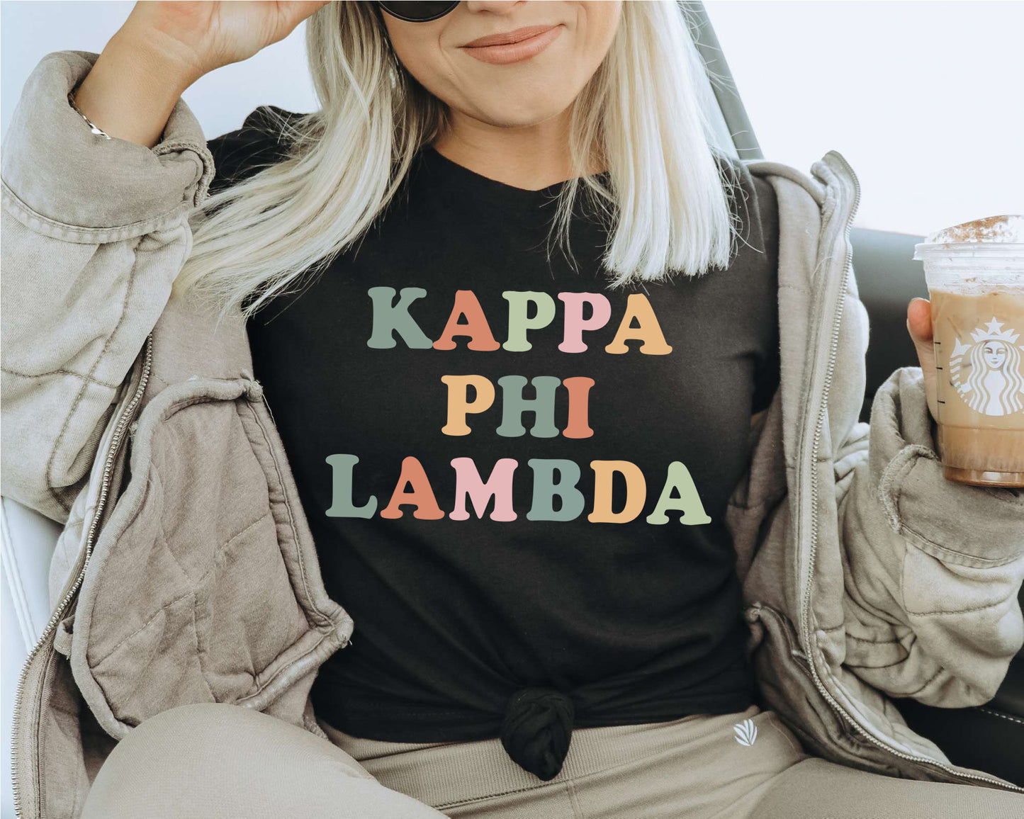 Kappa Phi Lambda Bright and Colorful Sorority T-shirt _ 3474g