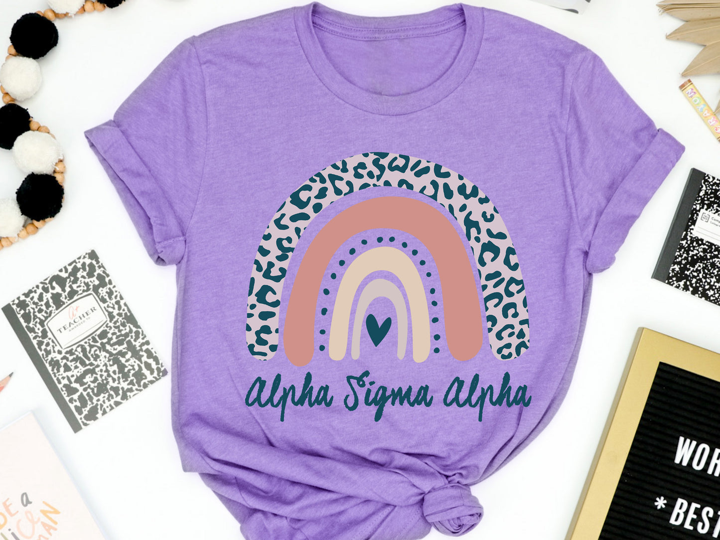 Alpha Sigma Alpha Greek Rainbow Sorority T-shirt _ 2739g