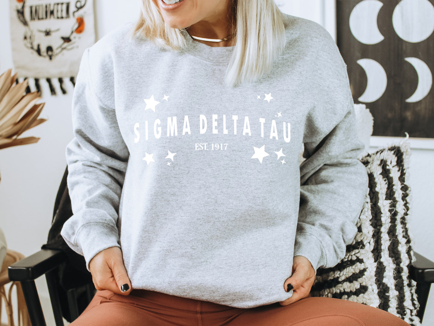 Sigma Delta Tau Arched Star Sorority Sweatshirt _ 2286g