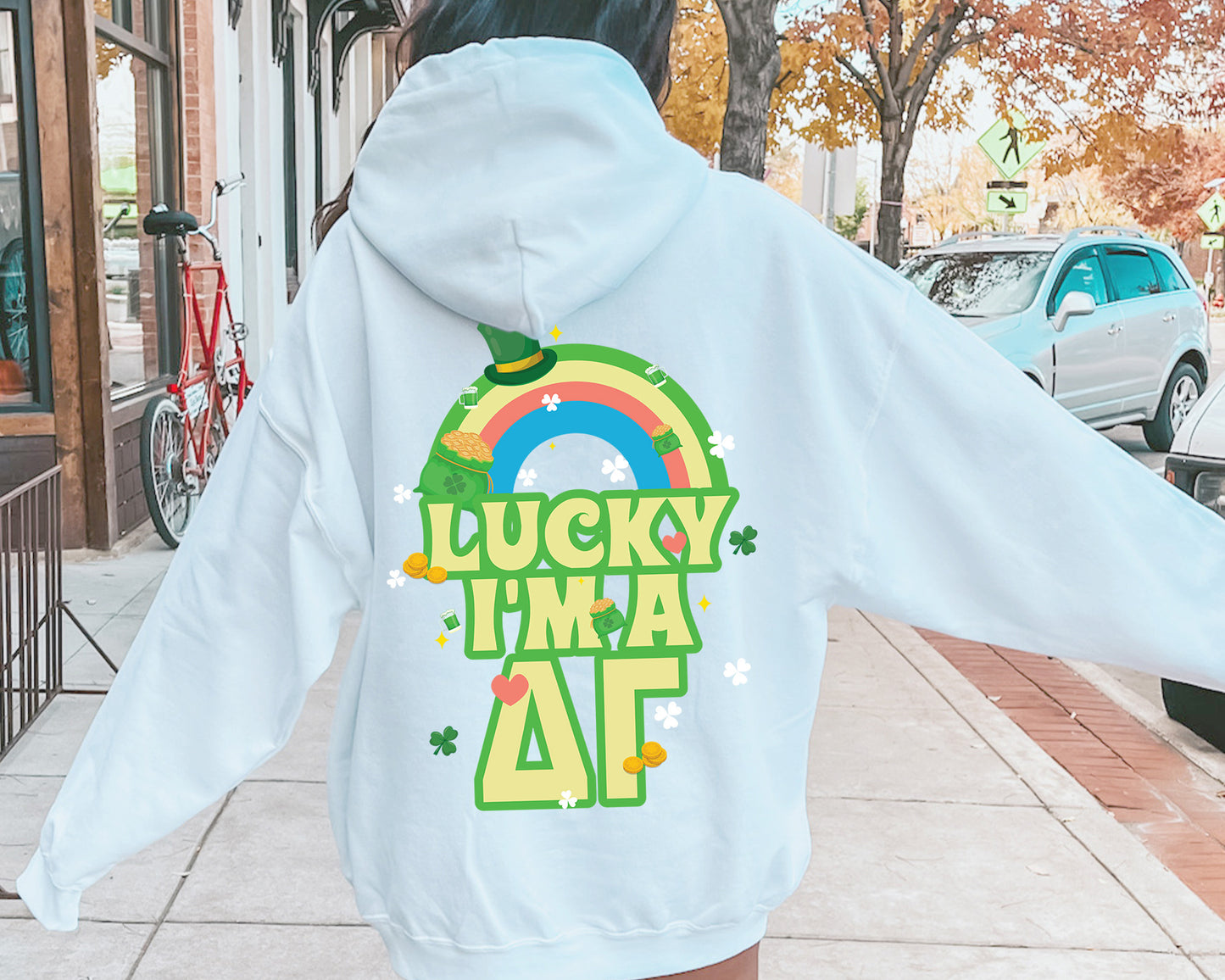 Delta Gamma Lucky Rainbow Sorority Hoodie _ 32879g