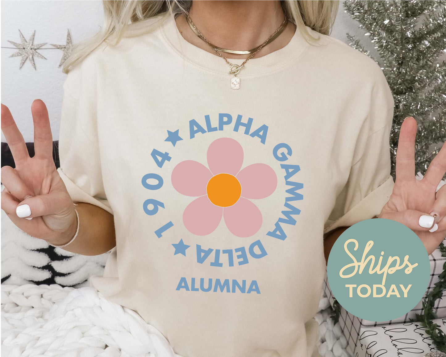 Alpha Gamma Delta Floral Alumna Sorority T-shirt _ 2554g