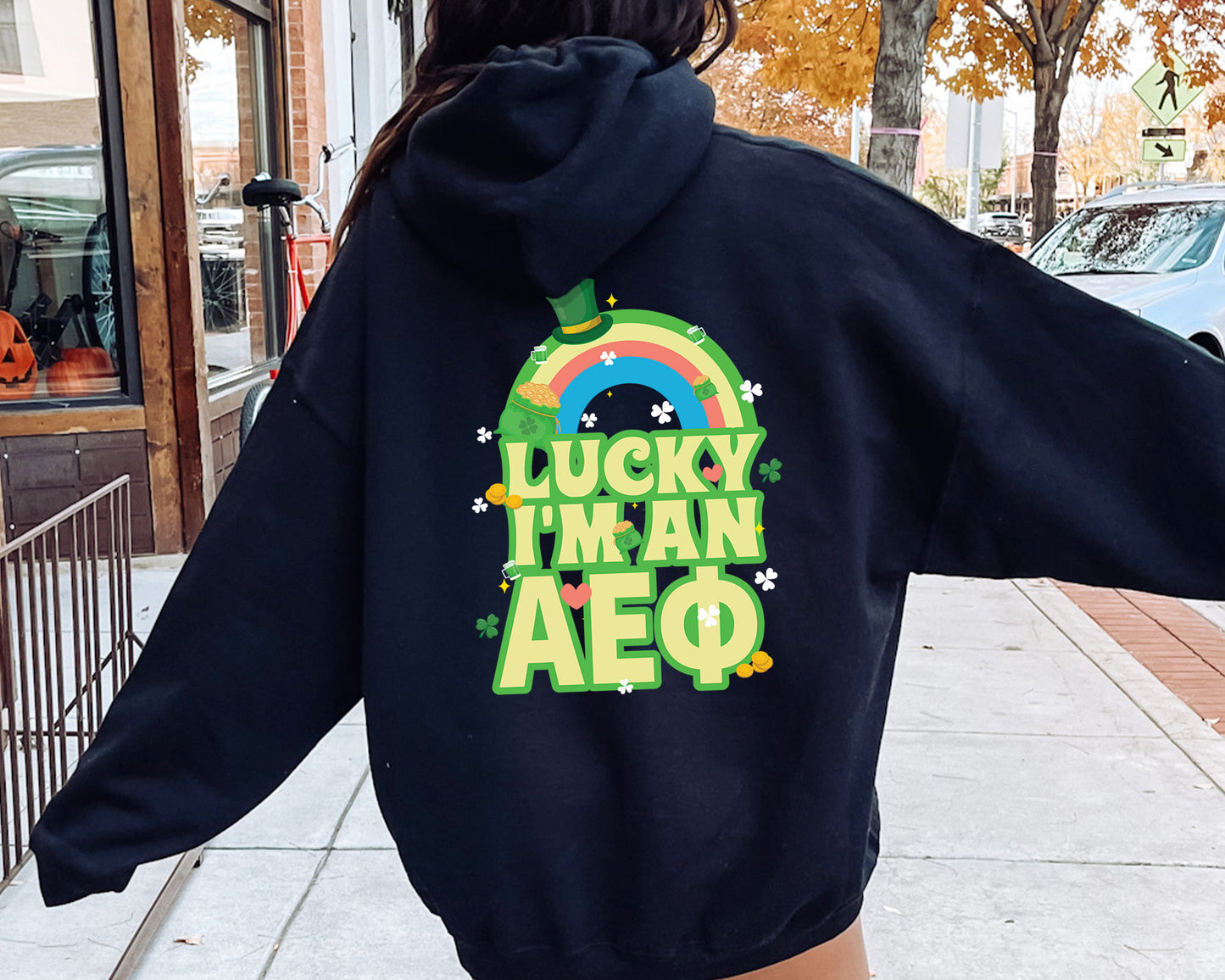 Alpha Epsilon Phi Lucky Rainbow Sorority Hoodie _ 32870g