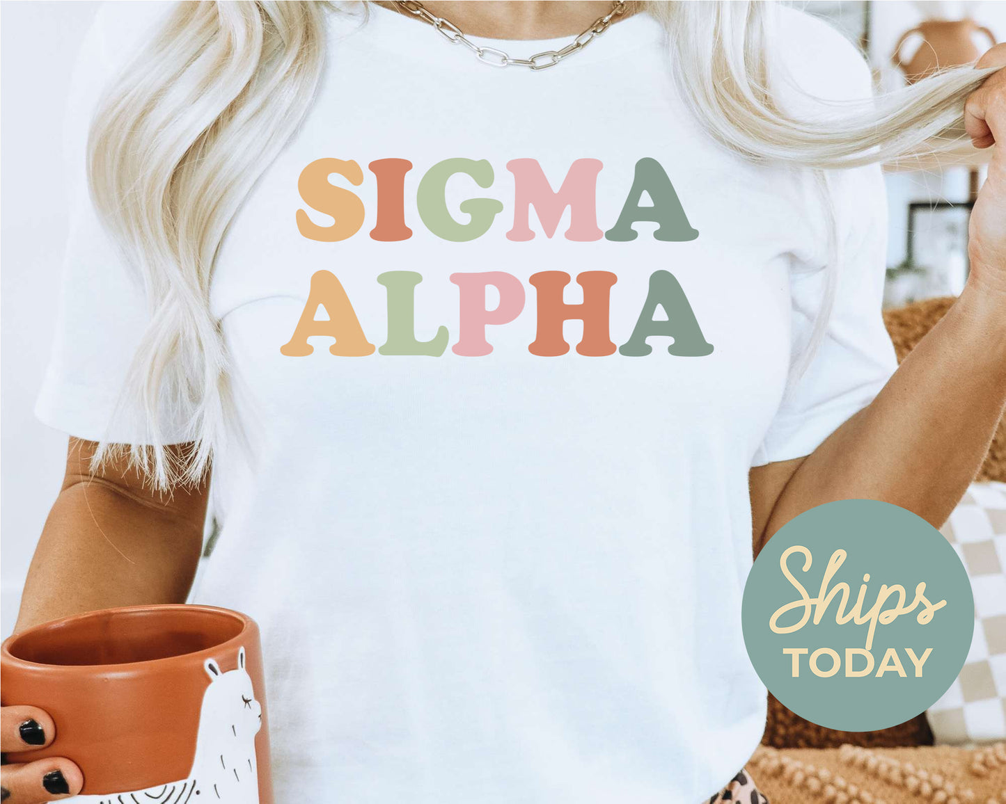 Sigma Alpha Bright and Colorful Sorority T-shirt _ 3478g
