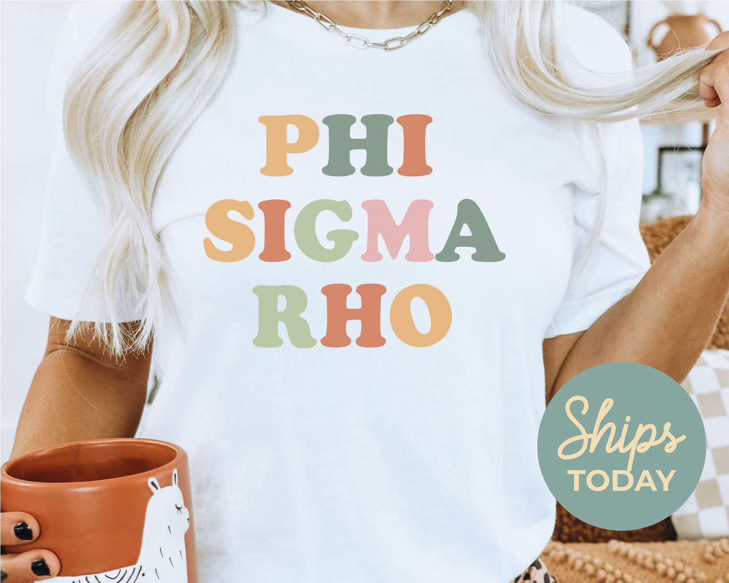 Phi Sigma Rho Bright and Colorful Sorority T-shirt _ 3477g