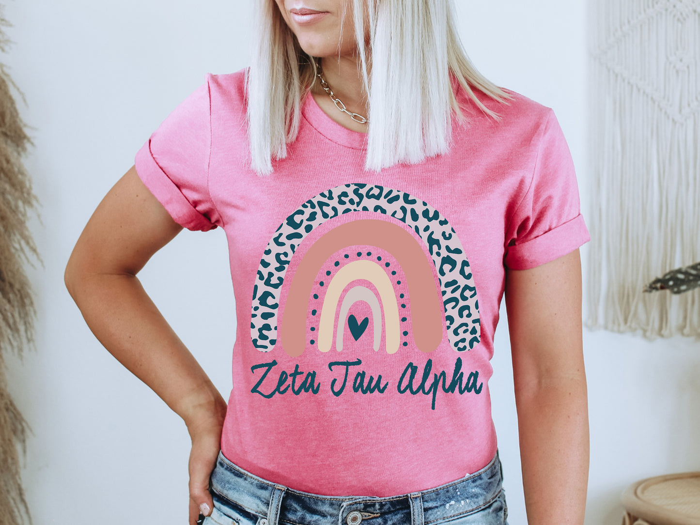 Zeta Tau Alpha Greek Rainbow Sorority T-shirt _ 2758g