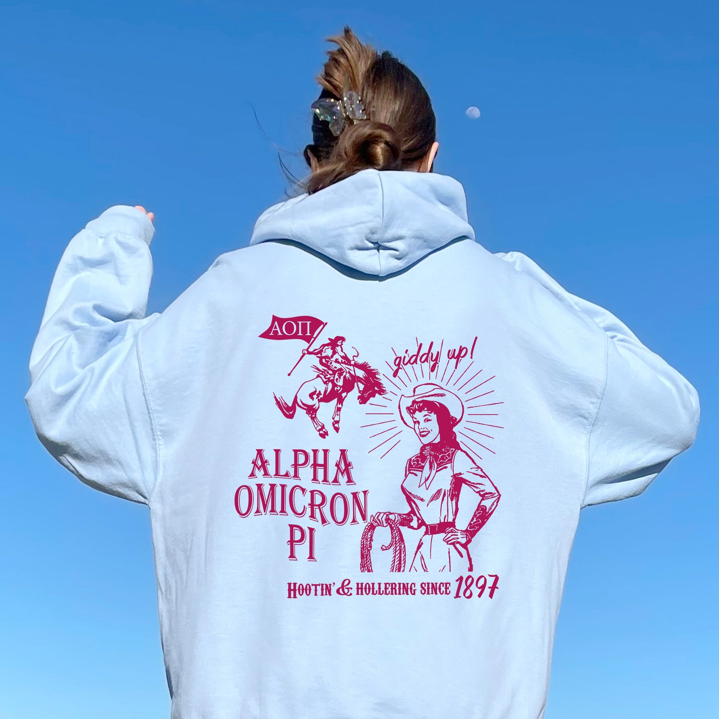Alpha Omicron Pi Giddy Up Sorority Hoodie _ 36178g