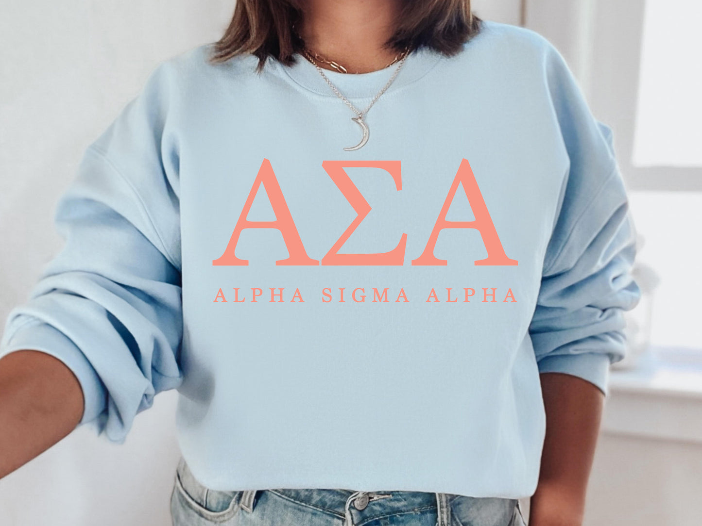 Alpha Sigma Alpha Pink Personality Sorority Sweatshirt _ 654g