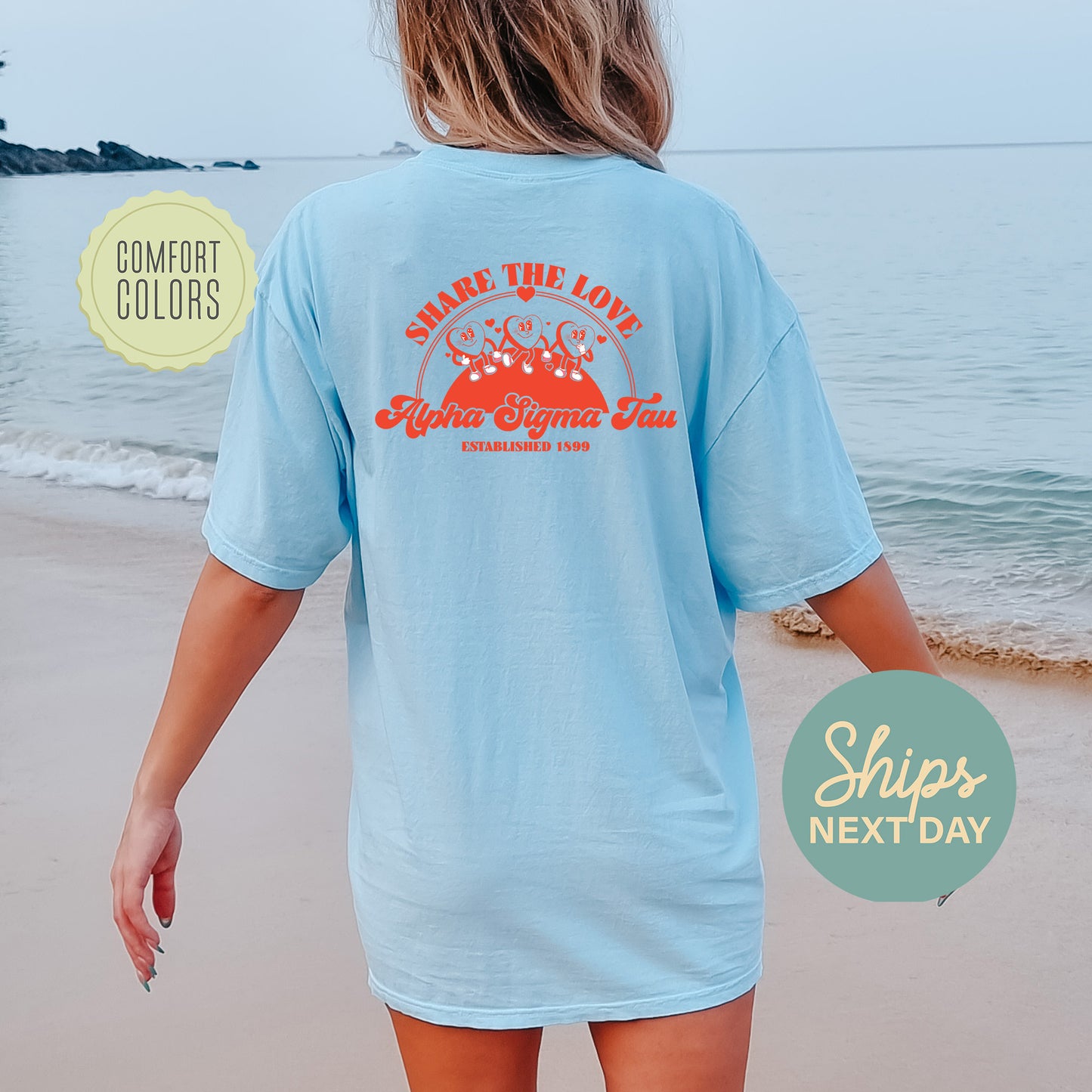Alpha Sigma Tau Share the Love Comfort Colors Sorority T-shirt _ 33239g