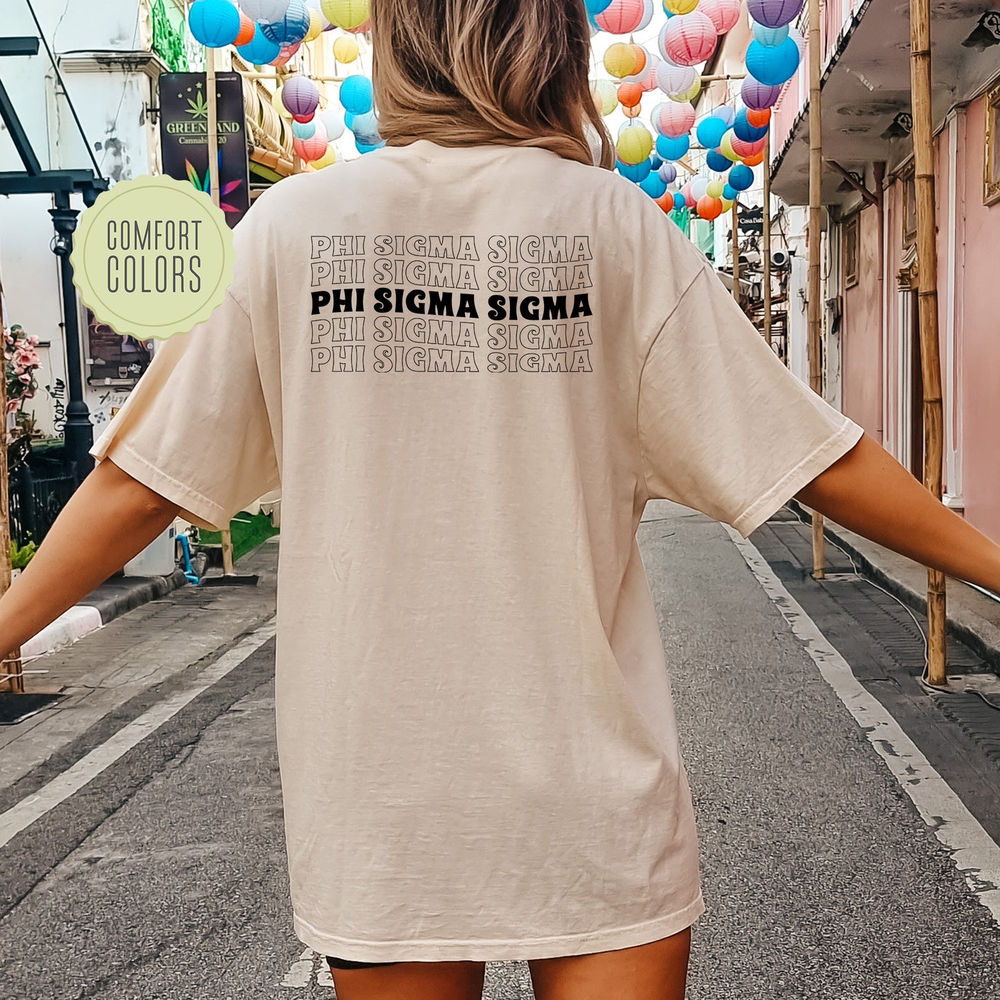 Phi Sigma Sigma Wavy Letters Comfort Colors Sorority T-shirt _ 33417g