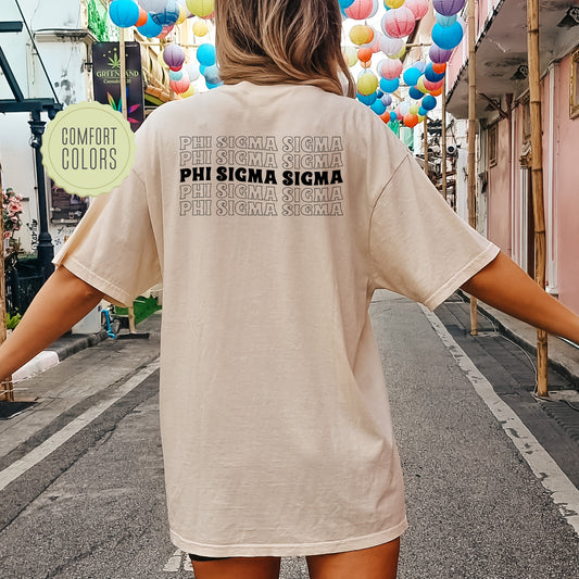 Phi Sigma Sigma Wavy Letters Comfort Colors Sorority T-shirt _ 33417g
