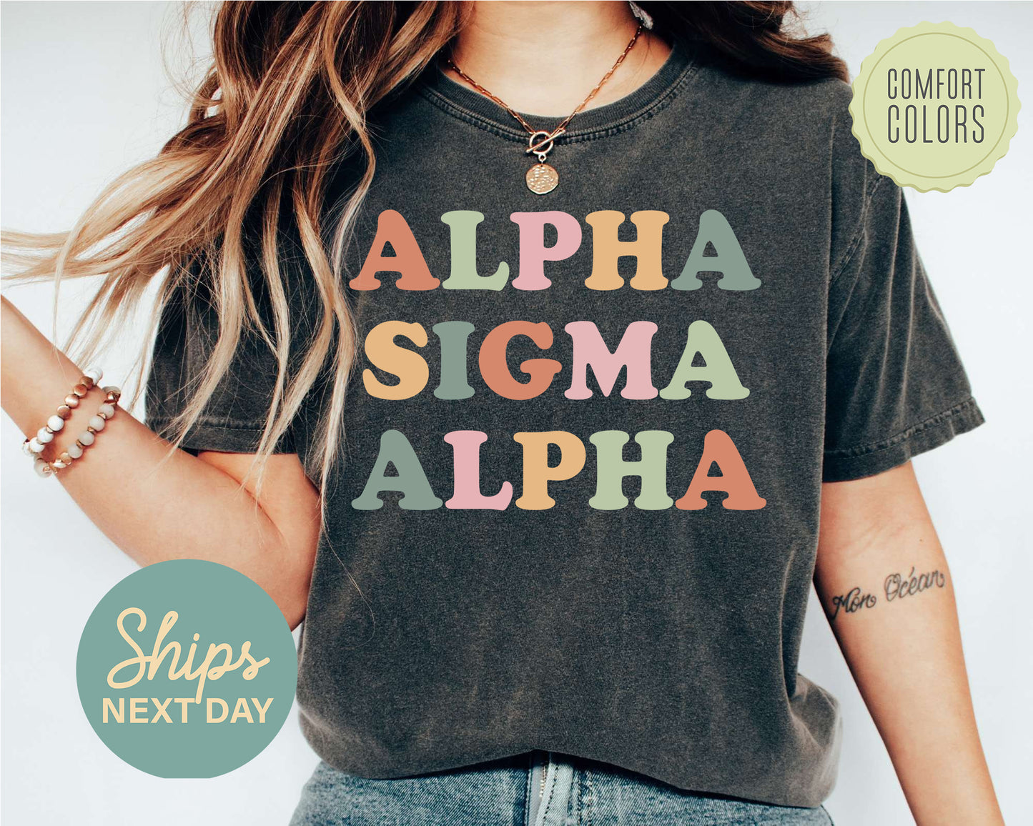 Alpha Sigma Alpha Bright and Proud Comfort Colors Sorority T-shirt _ 420g
