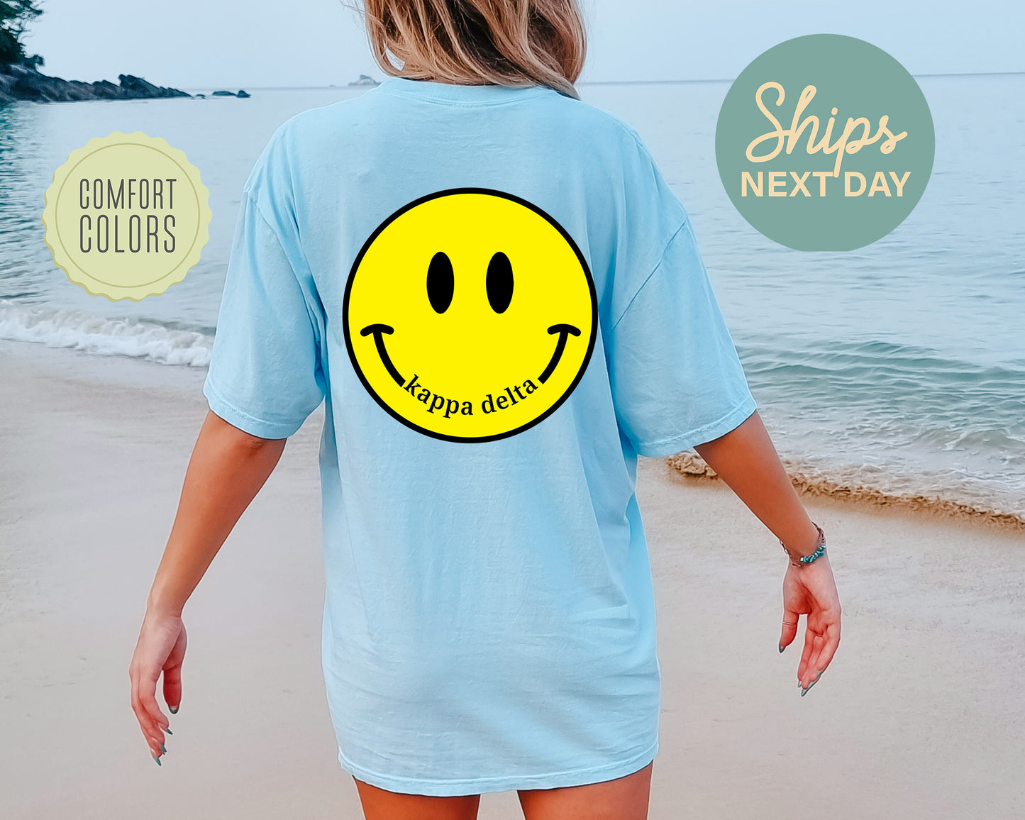Kappa Delta Smiley Face Comfort Colors Sorority T-shirt _ 32858g