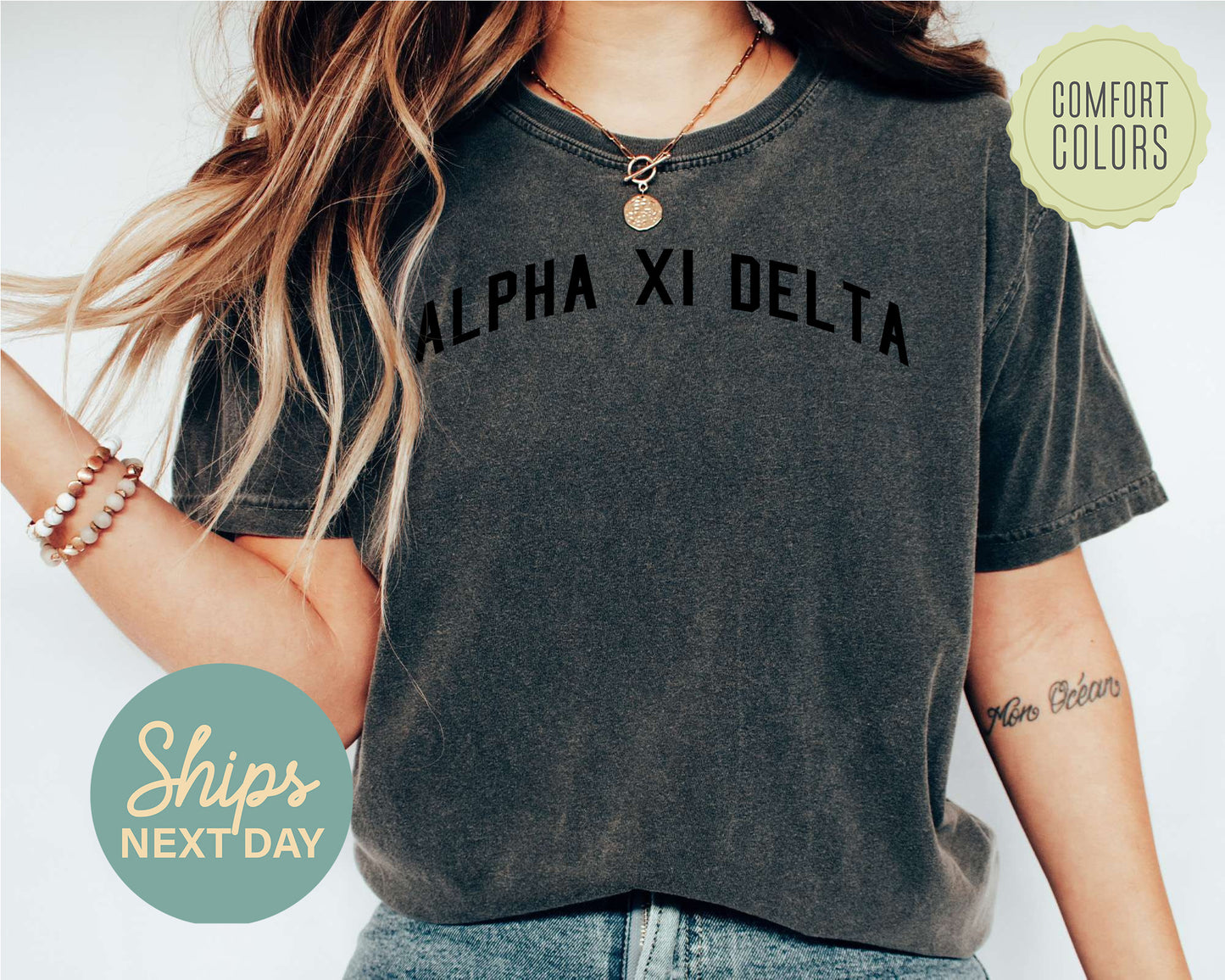 Alpha Xi Delta Just Bold Comfort Colors Sorority T-shirt _ 2377g