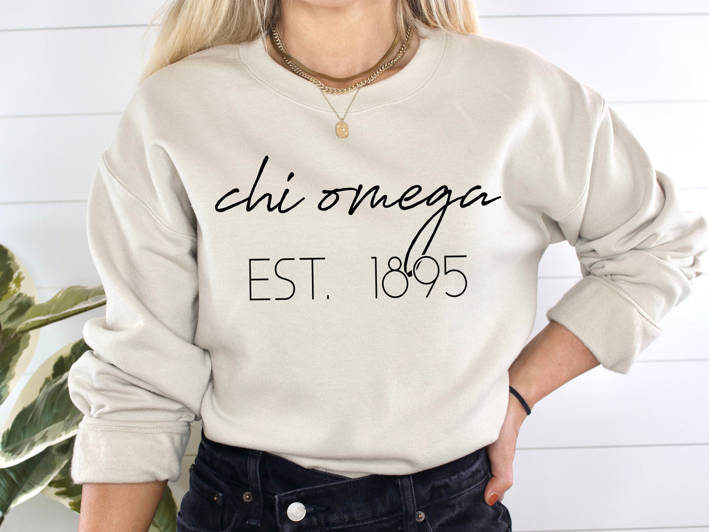 Chi Omega Black Calligraphy Sorority Sweatshirt _ 2326g