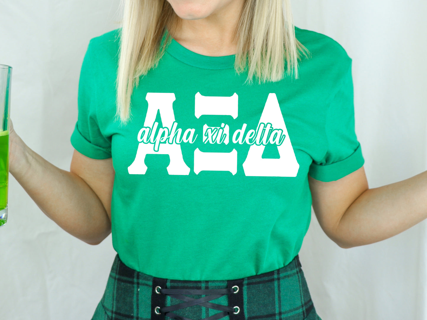 Alpha Xi Delta Sliced White Letters Sorority T-shirt _ 2246g