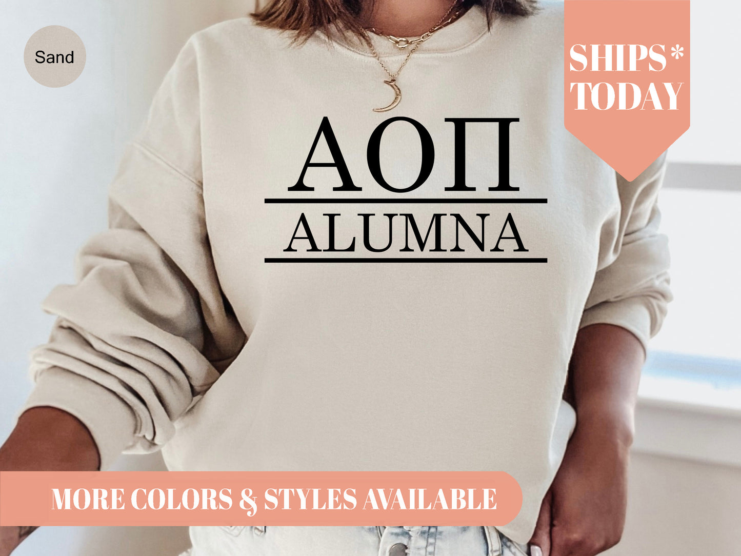 Alpha Omicron Pi Just Turned Alumna Sorority Sweatshirt _ 30738g