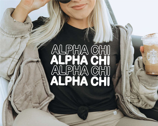 Alpha Chi Omega Bold Bubble Letter Sorority T-shirt _ 2212g