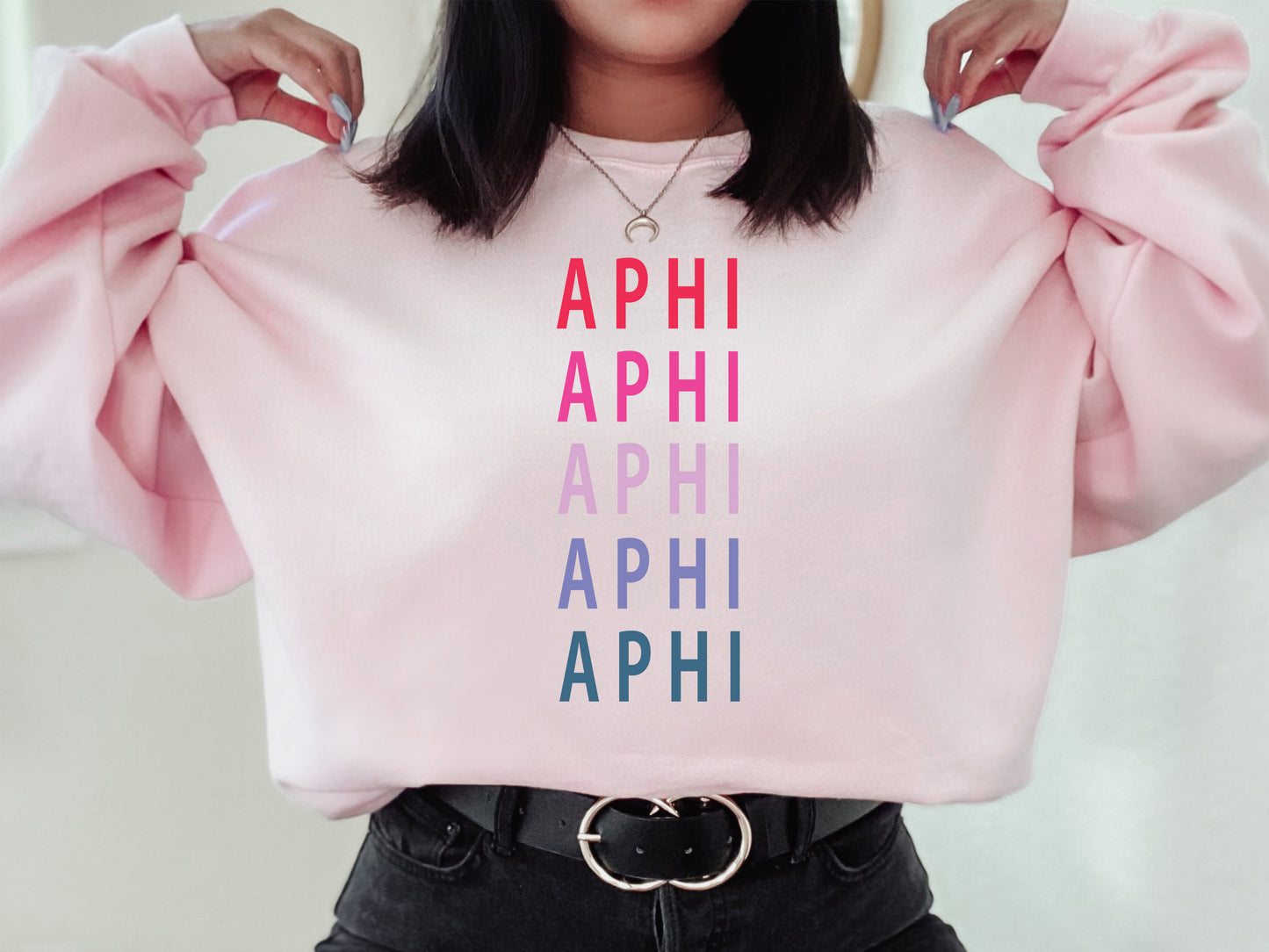 Alpha Phi Bright and Stacked Sorority Sweatshirt _ 5g