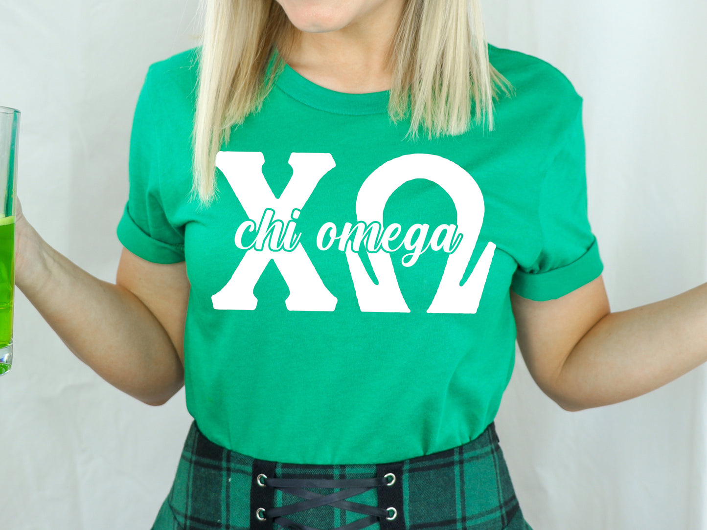 Chi Omega Sliced White Letters Sorority T-shirt _ 2247g