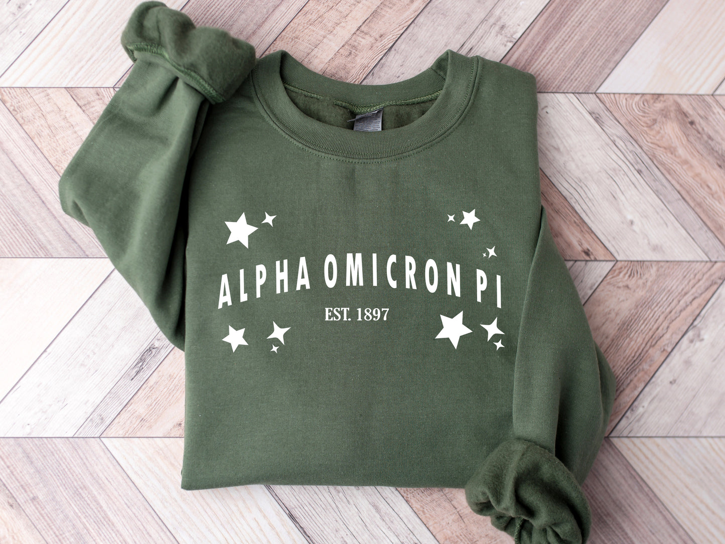 Alpha Omicron Pi Arched Star Sorority Sweatshirt _ 2268g