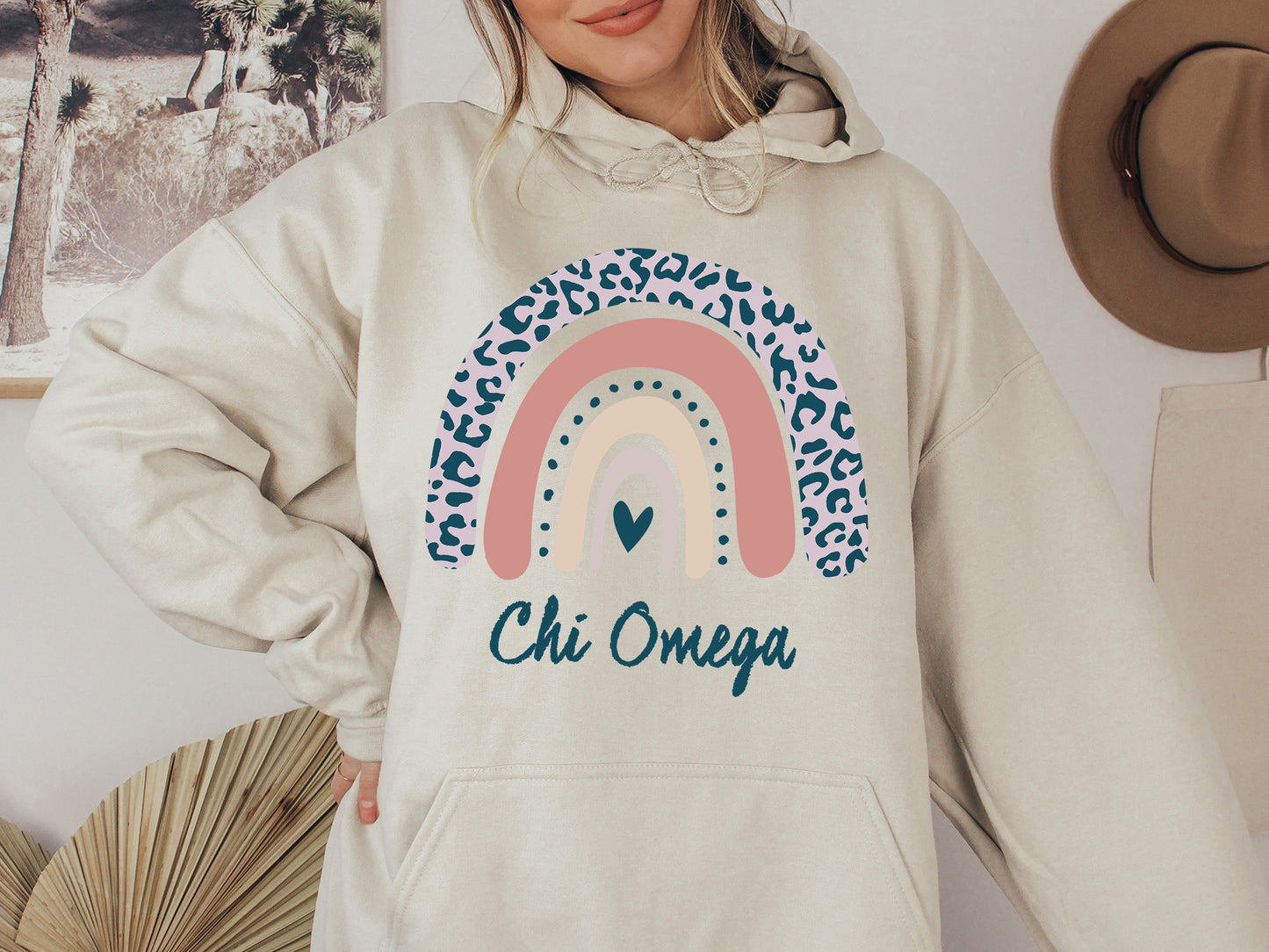Chi Omega Greek Rainbow Sorority Hoodie _ 2742g