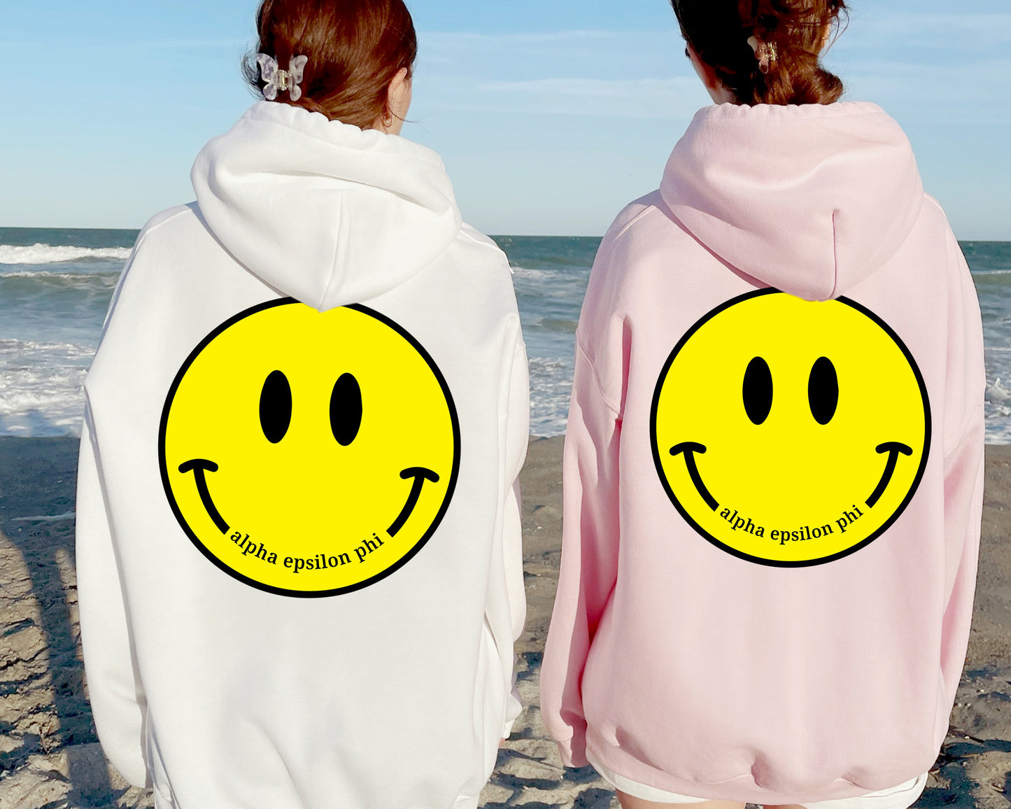 Alpha Epsilon Phi Smiley Face Sorority Hoodie _ 32844g