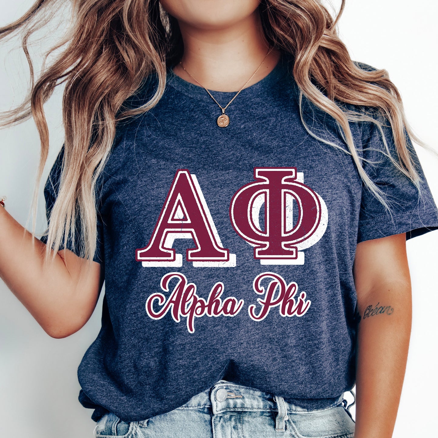 Alpha Phi Greek Colors Sorority T-shirt _ 36074g