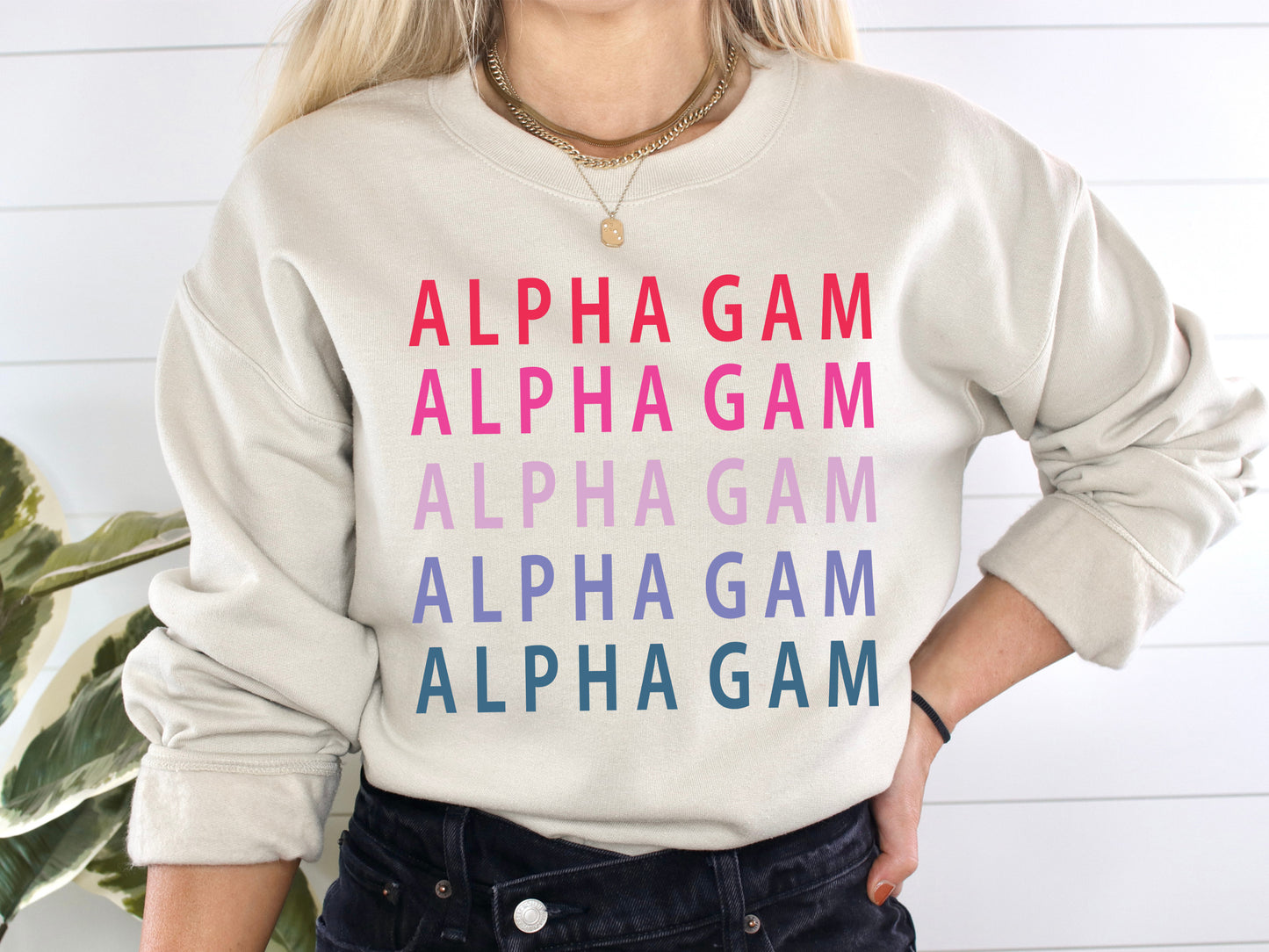 Alpha Gamma Delta Bright and Stacked Sorority Sweatshirt _ 3g