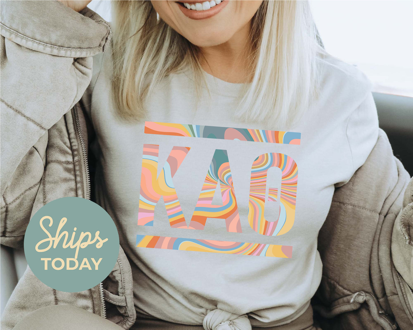 Kappa Delta Multicolor Letters Sorority T-shirt _ 30477g