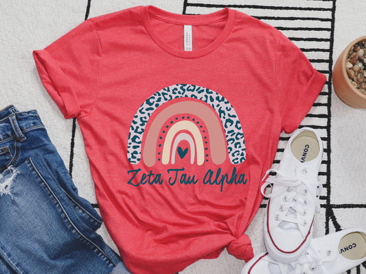 Zeta Tau Alpha Greek Rainbow Sorority T-shirt _ 2758g