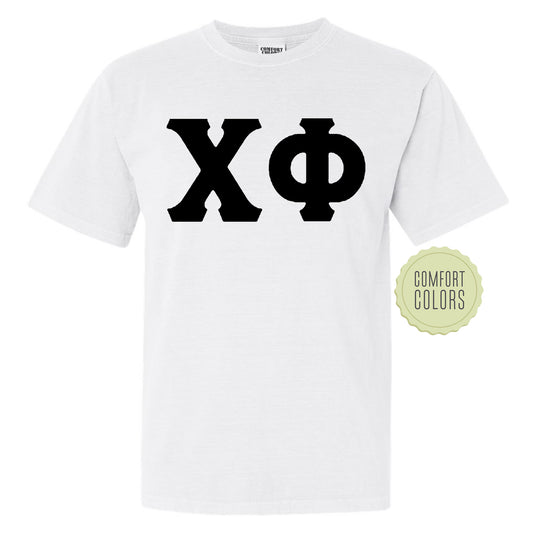 Chi Phi Black Letters Comfort Colors Farternity T-shirt _ 34912g